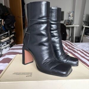 ASOS Black Square-Toe Heeled Boots